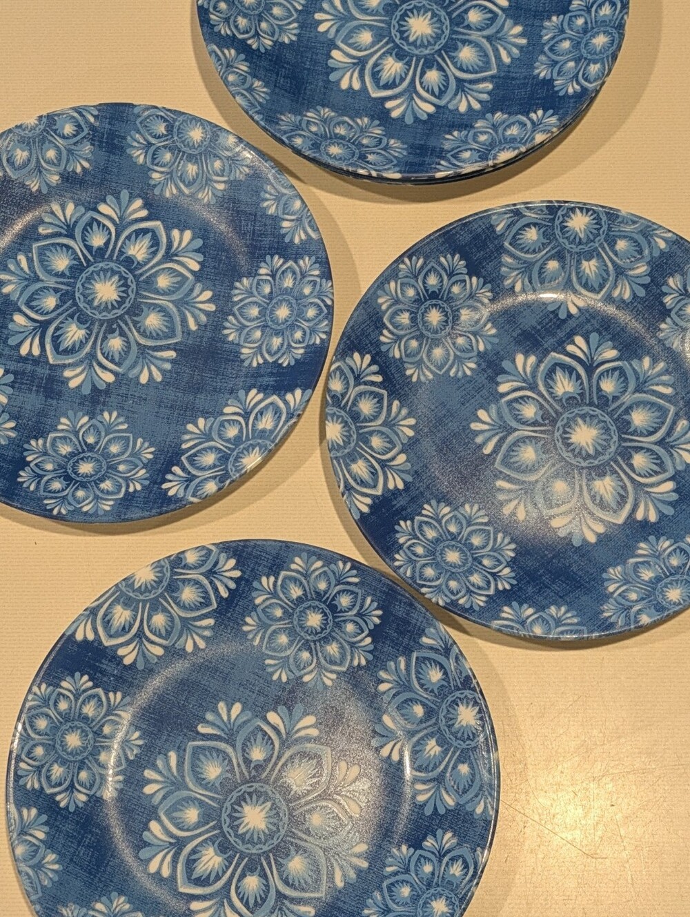6 Corelle Lisbon Terrace Blue Appetizer Salad Plates, 6.75" Vitrelle Glass Set - Picture 11 of 11